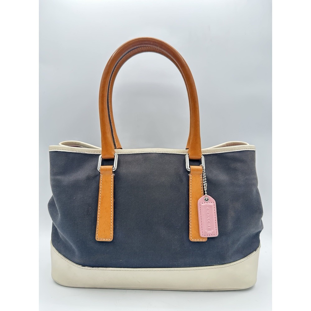 Vintage Coach Hampton A1J-7771 Canvas & Leather Carryall Small Tote-classic Y2K